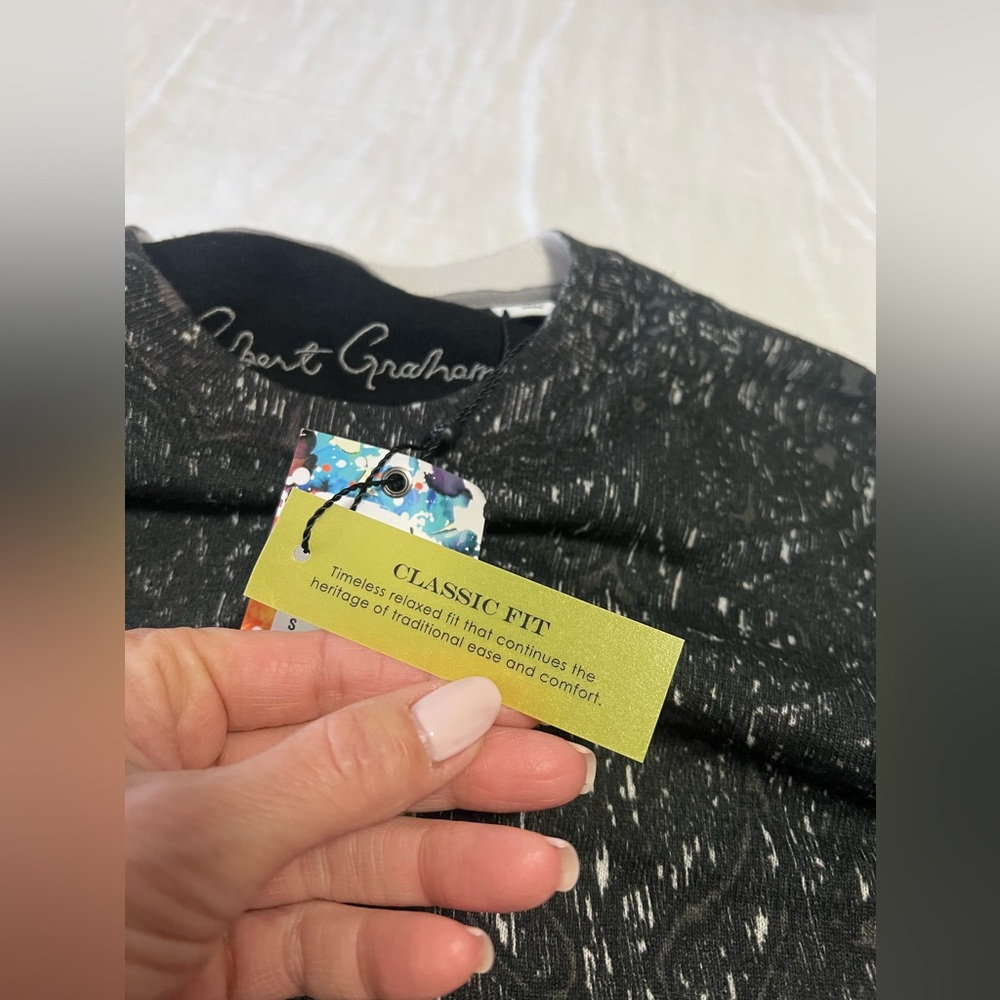 Robert Graham | Men's Small | Black Taurus Linen Cotton Crew Neck Sweater NWT - Picture 7 of 11